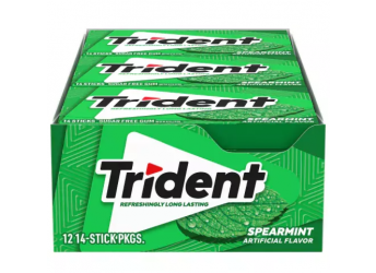 Trident Sugar Free Gum Spearmint,14-Count (Pack of 12) Imported