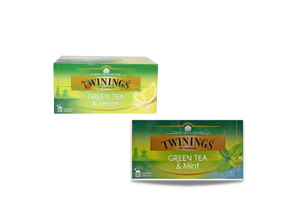 Twining Combo of Green Tea Lemon 40g & Green Tea Mint 37.5g Flavor 25 Tea Bags (Imported), 77.5g