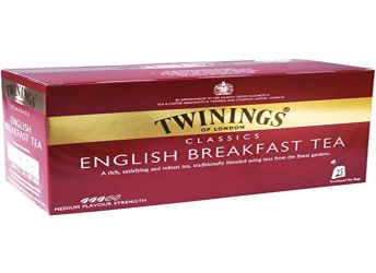 Twinings English Breakfast Tea, 25 Teabags, Premium Black Tea, English Classic Range, Medium Strength, Rich Flavour (Imported)