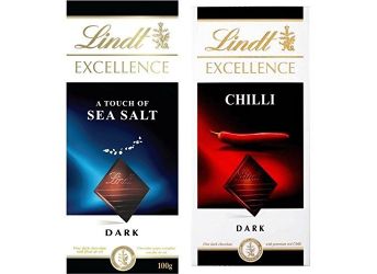 Lindt  Excellence Sea Salt Touch & Chilli Chocolate,100g Each (Combo Pack)