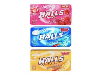 Halls Variety Pack, 1, Honey Lemon, 1, Mentho Lyptus, 1, Raspberry, Each 22.4g Pack Of 3 (Thailand) (Imported)