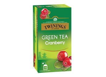 Twinings Green Tea Cranberry, 25 Teabags, Green Tea, Zingy Sharpness of Cranberry with Golden Green Tea