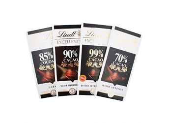 Lindt Excellence 70% , 85%, 90% & 99% Cocoa Dark Chocolate Bars (Combo Pack)