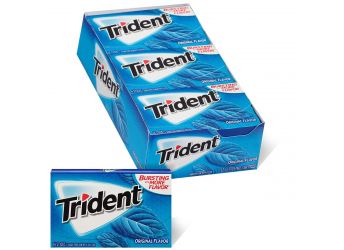 Trident Imported Sugar Free Gum , Original Flavour , 14 Count ( Pack of 12 ) Imported