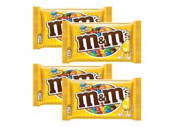M & M MARS Peanut Milk Chocolate Pack of 4 Pouch, 4 x 45 g