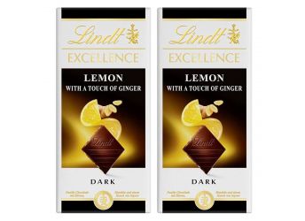 Lindt Excellence Lemon with A Touch Of Ginger Dark Chocolate Bar,100g (Pack of 2)