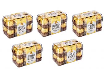 Ferrero Rocher Chocolate 16 Pieces, 200g Each (Pack of 5)