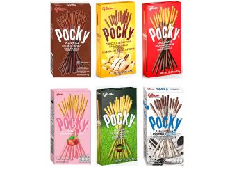 Pocky Stick Variety New Flavour, Double Chocolate, Chocolate Banana, Chocolate Cream, Strawberry, Matcha, Cookies & Cream 70g Each (Pack of 6)