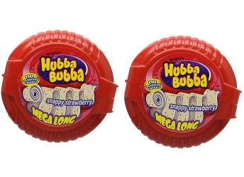 Wrigley's Hubba Bubba Snappy Strawberry Gum Tape, Soft chew Bubble Gum,56g (Pack of 2)