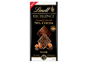 Lindt Excellence 70% Cacao Salted Caramel Chocolate Bar 100g