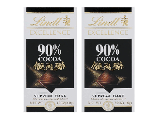 Lindt Excellence 90% Cocoa Dark Chocolate Bar,100g Each (Pack of 2)
