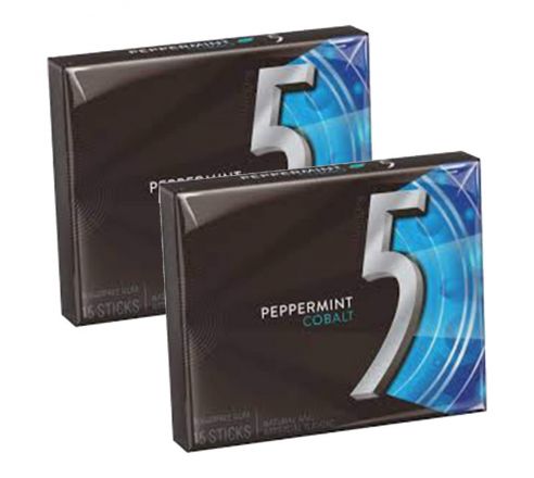 5 Cobalt Peppermint, Sugar Free Gum, 15 Sticks, 40.5g Each (Pack of 2)