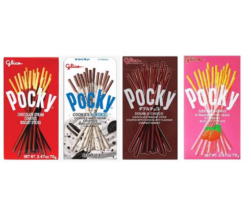 Pocky Sticks Variety Pack Coverd With Crunchy Biscuit, Chocolate, Strawberry, Double Chocolate, Cookies & Cream,47g Each (Pack Of 4)