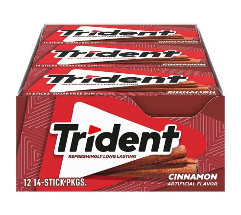Trident Cinnamon Sugar Free Gum, 14 Sticks, 12 Pack (Imported)
