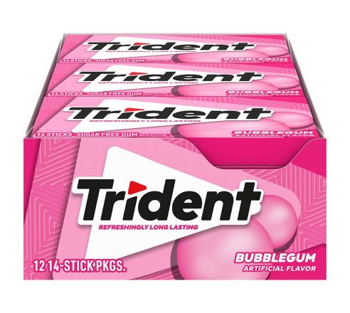 Trident Bubblegum Sugar Free Gum, 12 X 14 sticks (Imported)