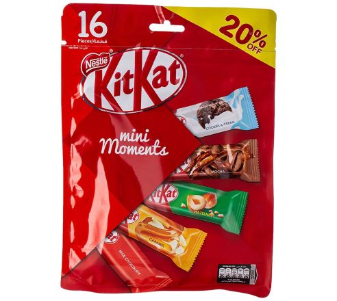 Nestle Kitkat Mini Moments 16 Pcs, 272.5g (Milk Chocolate, Caramel, Hazelnut, Mocha) (Imported)